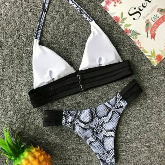 😻😻 M/L SEXY STRAPPY SNAKE PRINT BIKINI - Picture 4 of 8